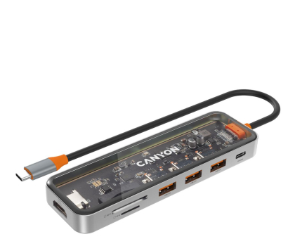 Hub USB CANYON DS-13 7w1 4k USB-C Transparenty Space Grey CNS-TDS13